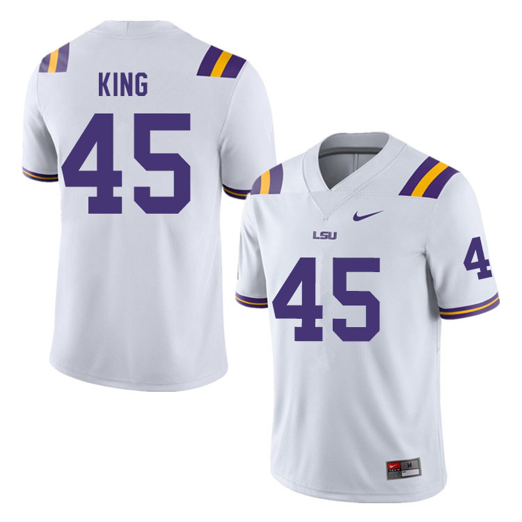 Men #45 Stephen King LSU Tigers College Football Jerseys Sale-White